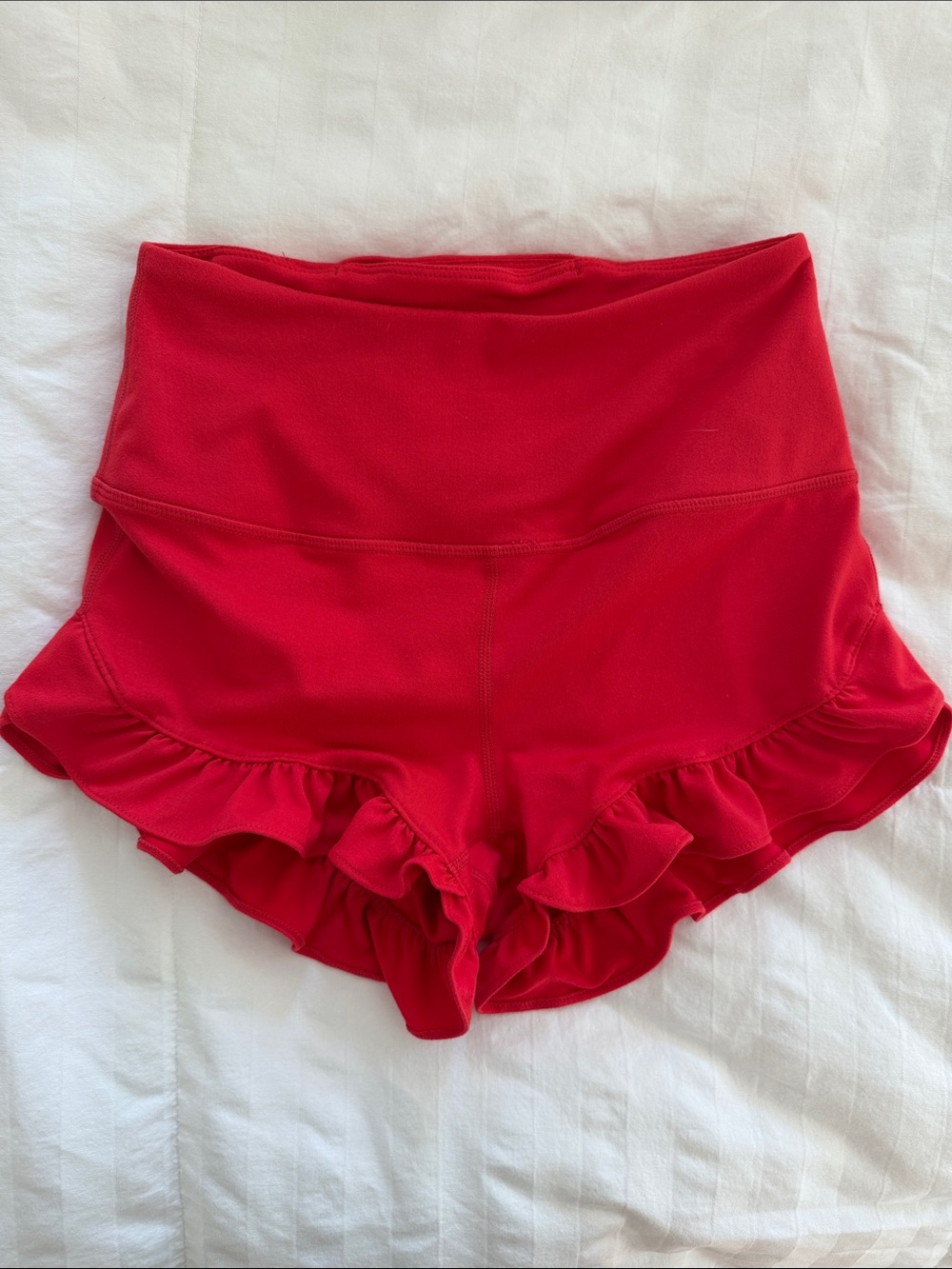 FP Movement by Free People Red Ruffle High-Waist Athletic Shorts